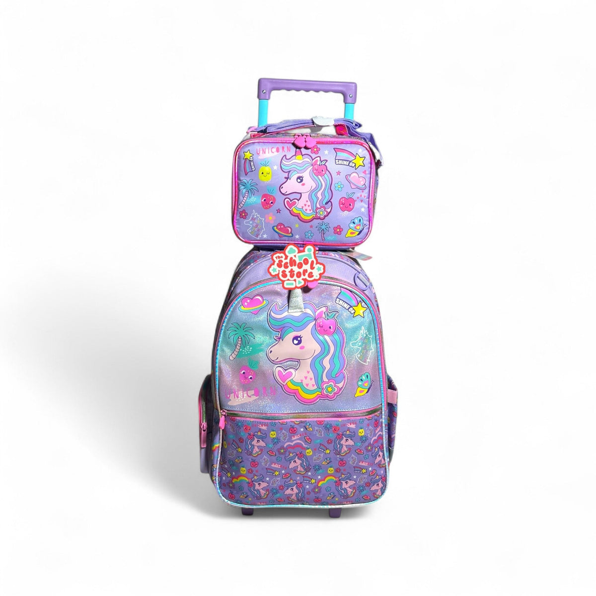 17 Inch 2 Piece Unicorn Trolley School Bag By Vest for Grade 1 Till Grade 4 Girls