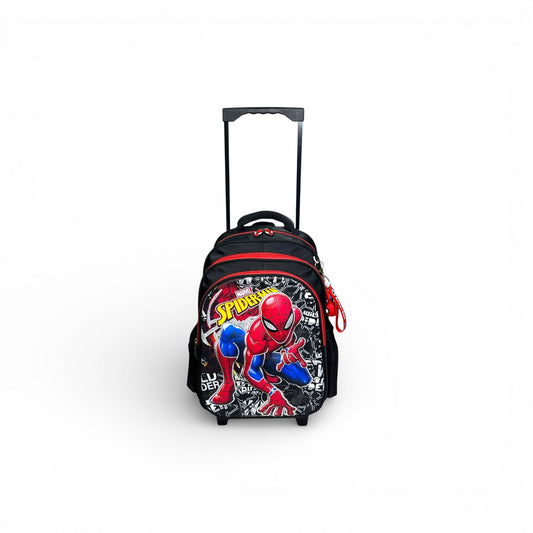 16 Inch 3D Spiderman Trolley Bag For Grade 1 Till 3 Boys ( With Keychain )