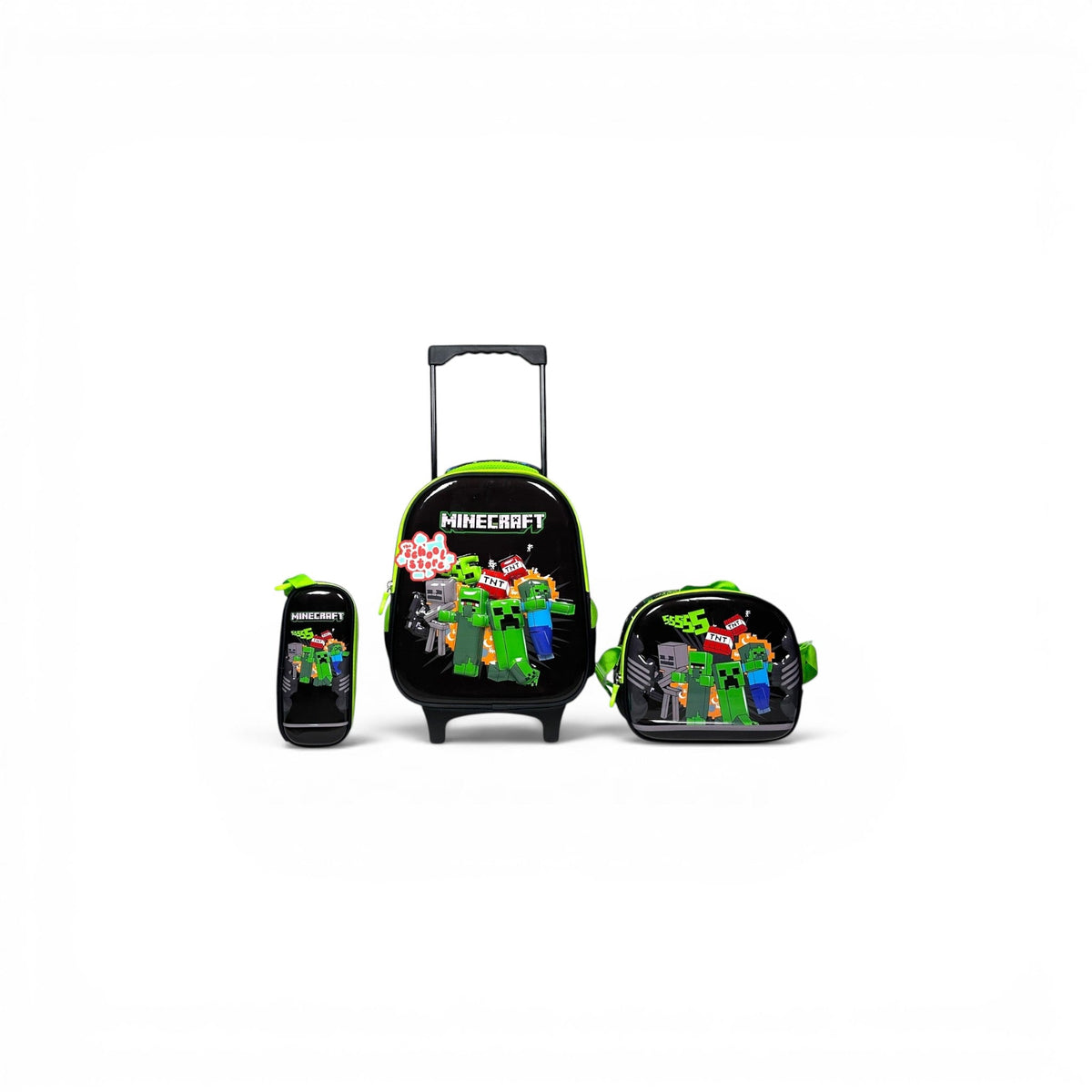 14 Inch 3D Minecraft 3 PCS Trolley Bag For Nursery Till KG Boys T-2328-13