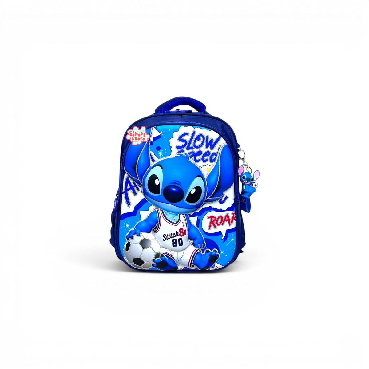14 Inch 3D Stitch School Bag For Nursery Till KG Kids ( With Keychain ) 2614