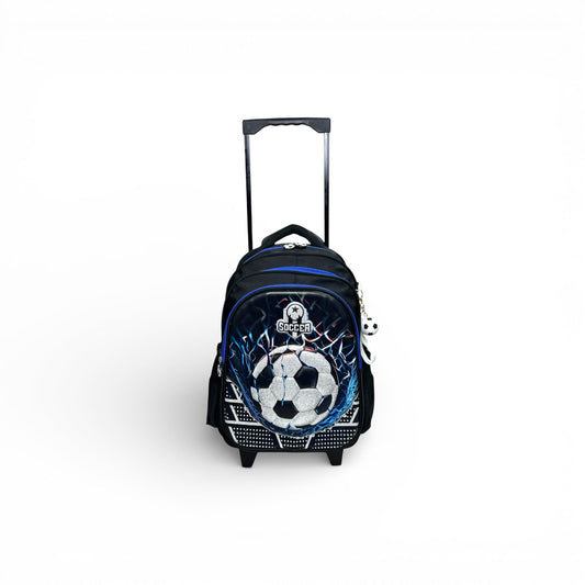 16 Inch 3D Football Trolley Bag For Grade 1 Till 3 Boys ( With Keychain )