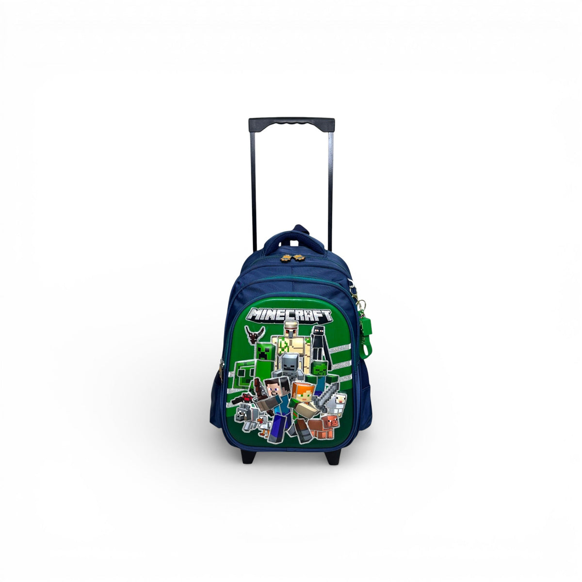 16 Inch 3D Minecraft Trolley Bag For Grade 1 Till 3 Boys ( With Keychain )