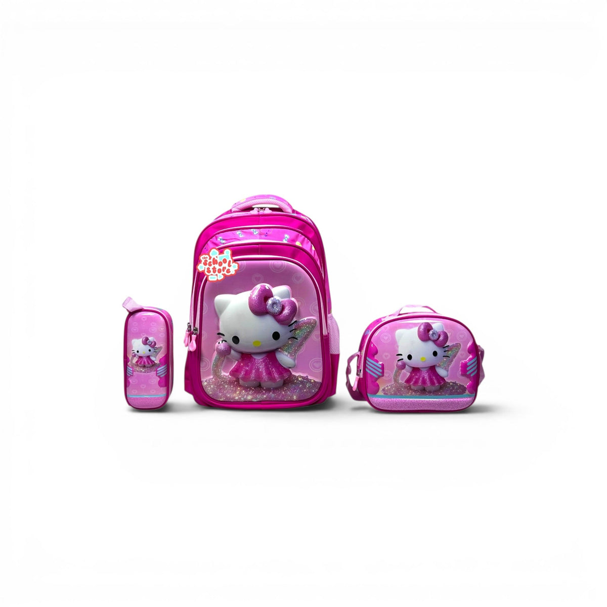 18 Inch 3D Hello Kitty 3 PCS School Bag For Class 4 Till 7 Girls 2388