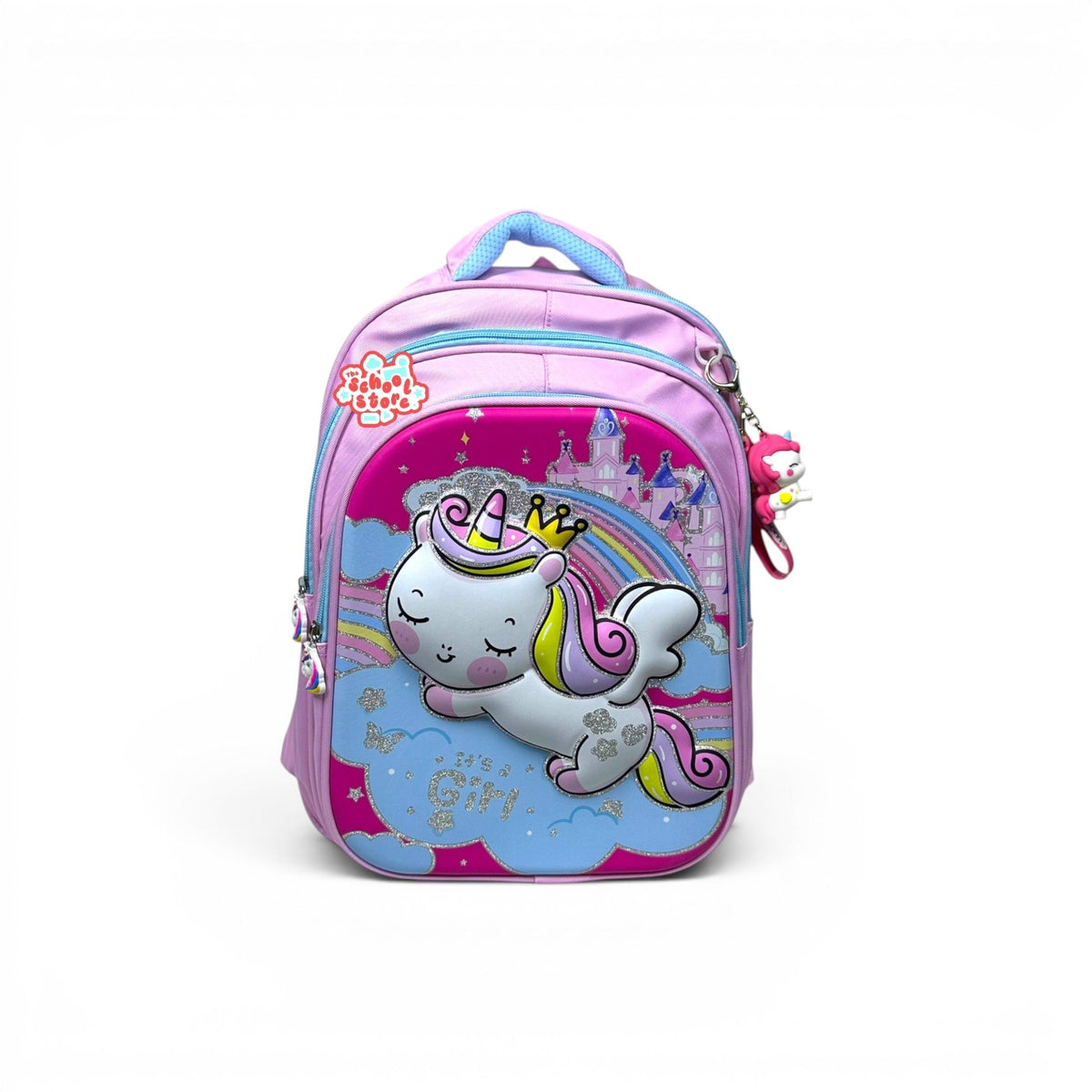 18 Inch 3D Unicorn School Bag For Grade 4 Till 7 Girls ( With Keychain ) 2618