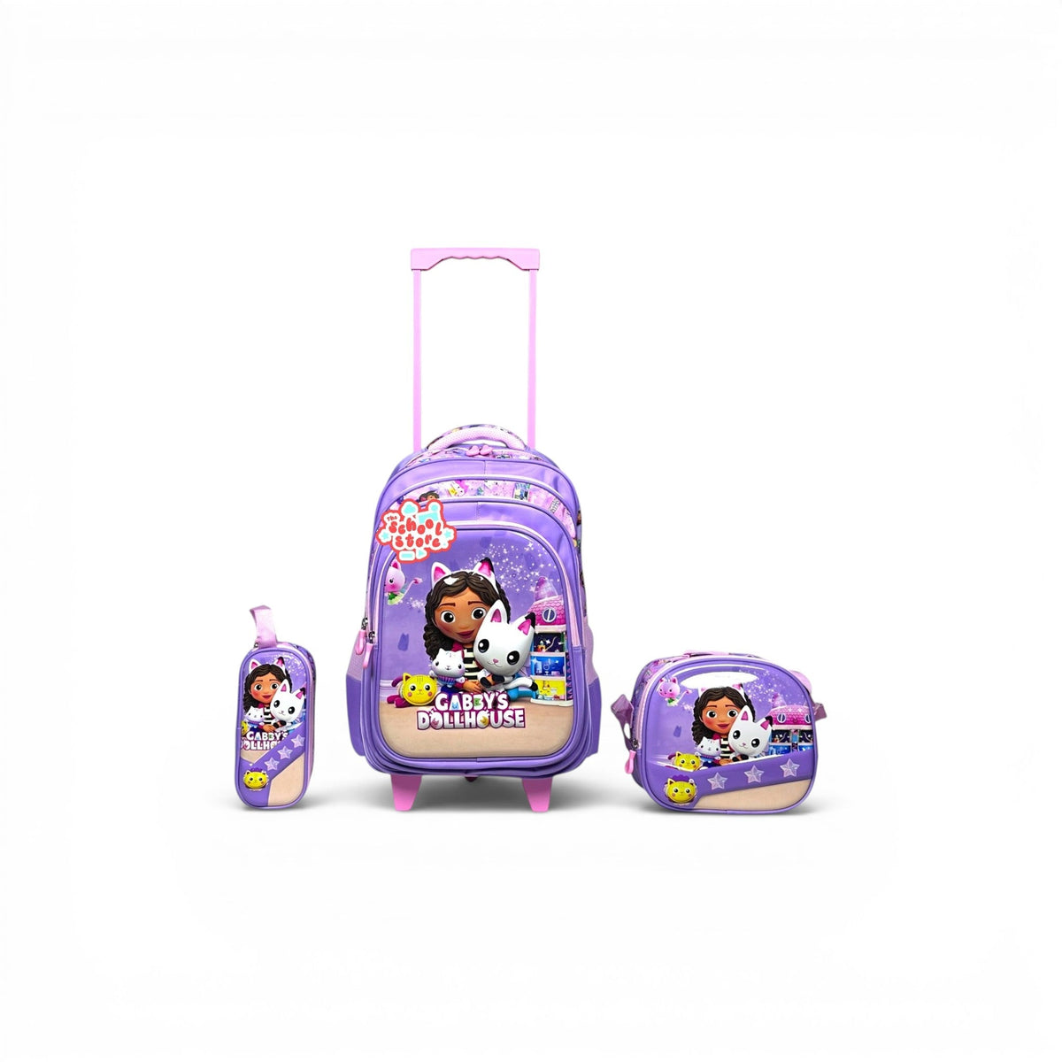 18 Inch 3D Gabby 3 PCS Trolley Bag For Grade 4 Till 8 Girls T-2388-18
