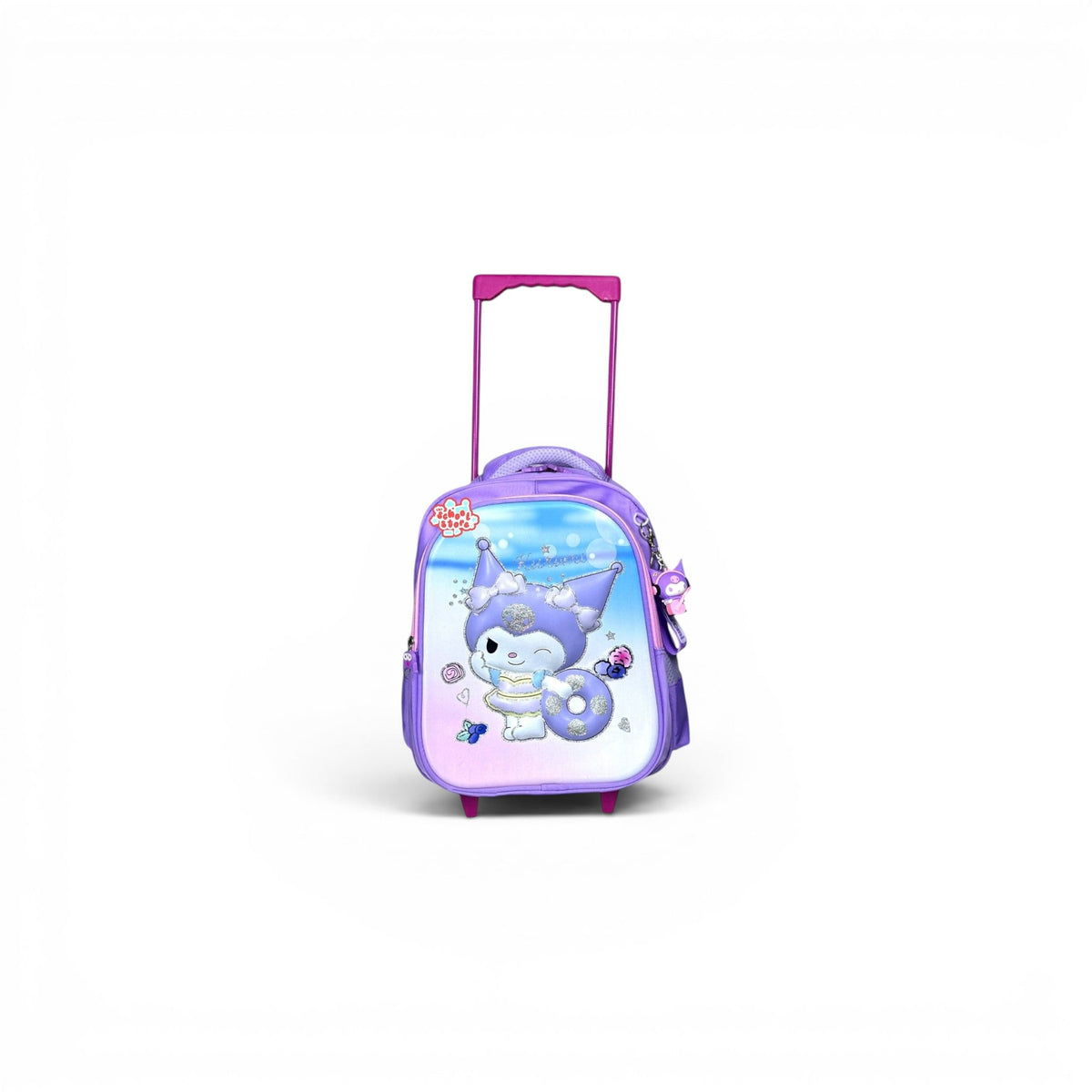 14 Inch 3D Kuromi Trolley Bag For Nursery Till KG Girls ( With Keychain ) T-2614