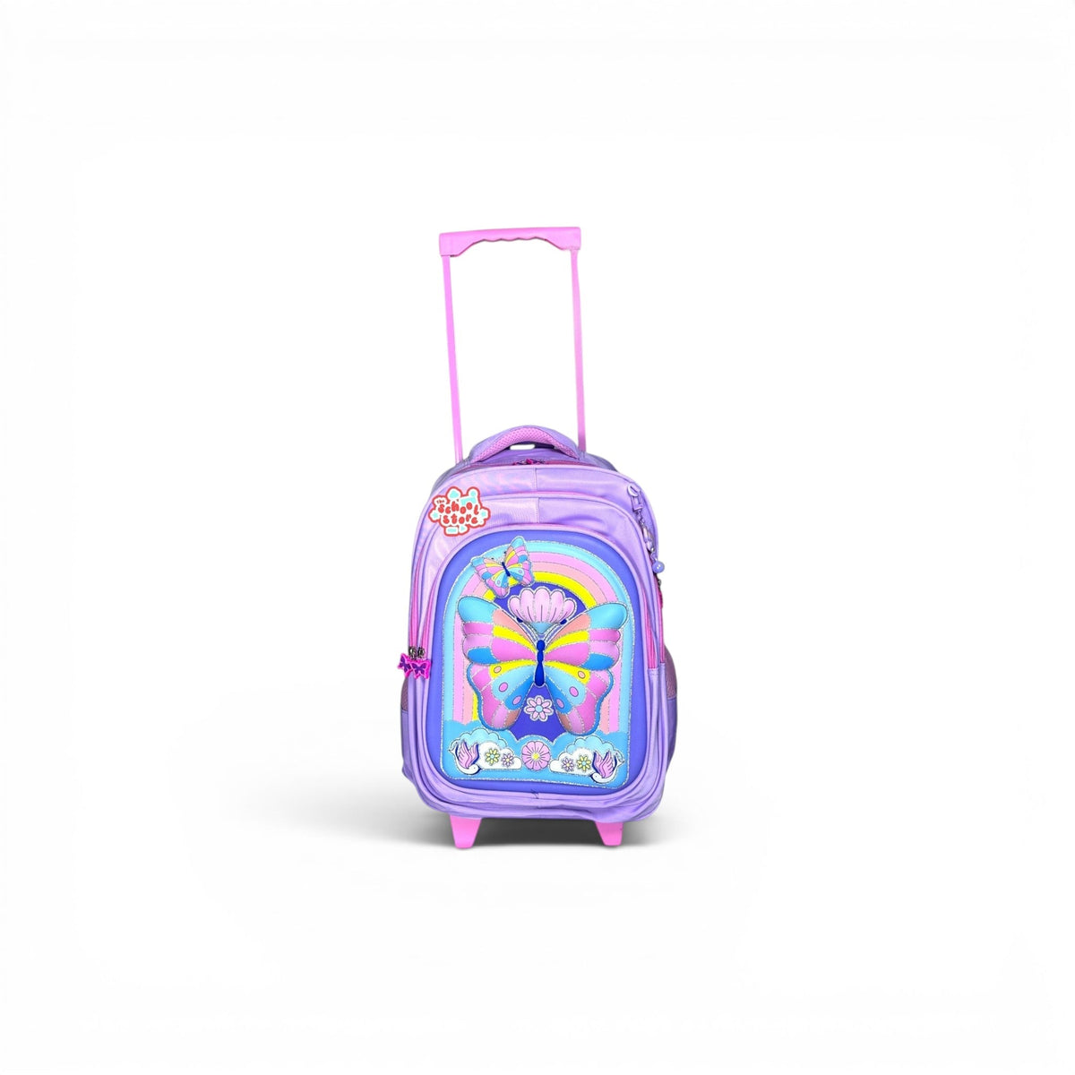 16 Inch 3D Butterfly Trolley Bag For Grade 1 Till 3 Girls ( With Keychain ) T-2616