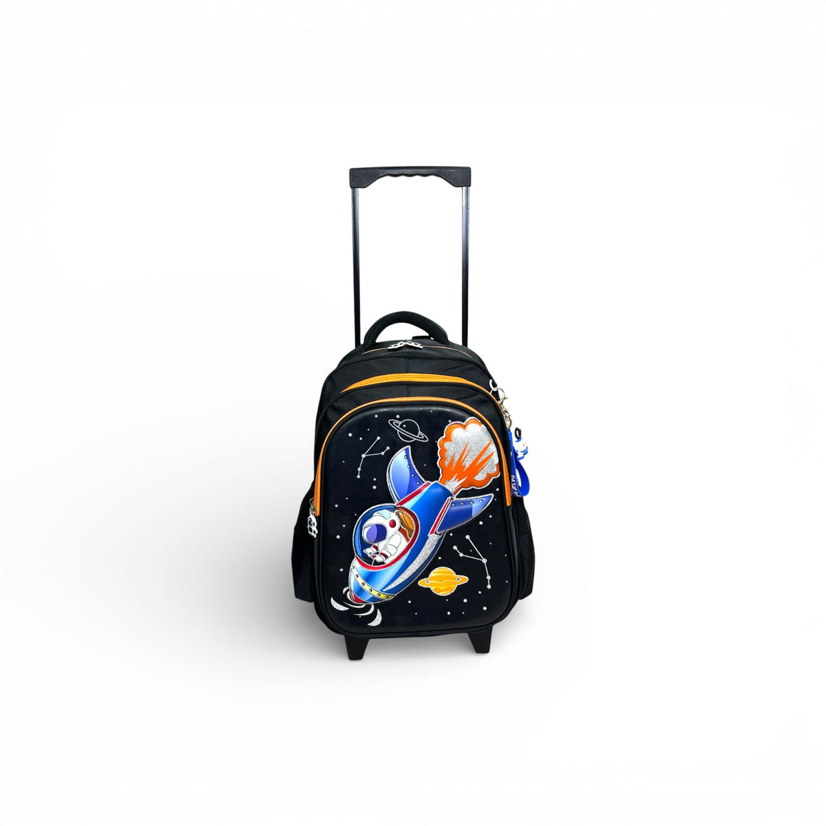 16 Inch 3D Space Astronaut Trolley Bag For Grade 1 Till 3 Boys ( With Keychain )