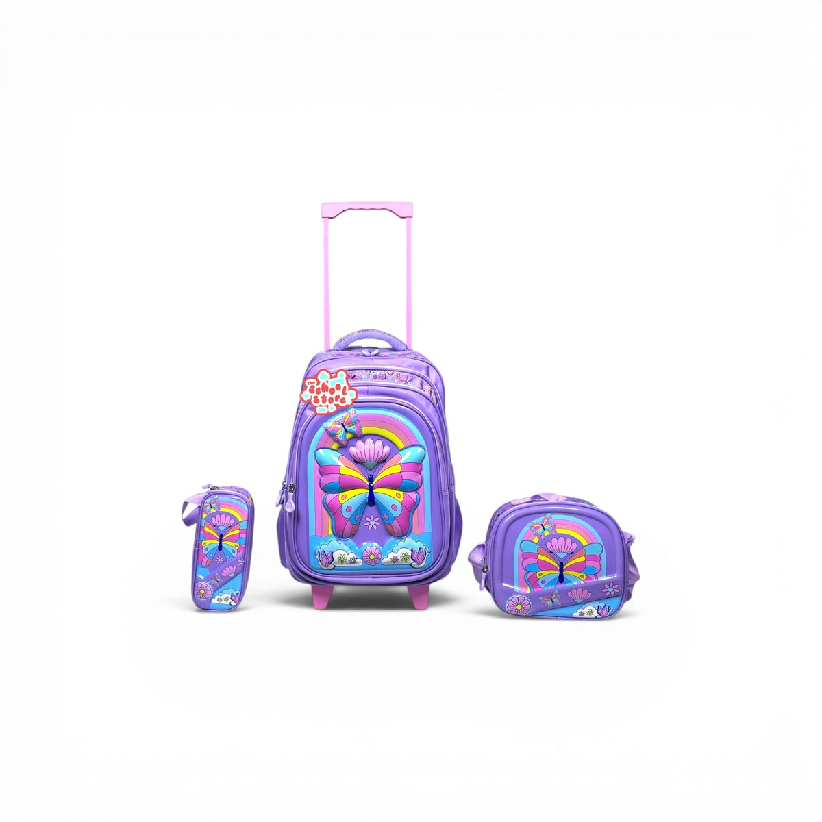 18 Inch 3D Butterfly 3 PCS Tolley Bag For Grade 4 Till 8 Girls T-2388-18