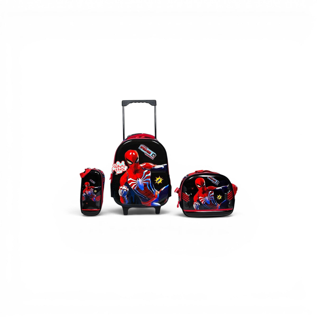14 Inch 3D Spiderman 3 PCS Trolley Bag For Nursery Till KG Boys T-2328-13