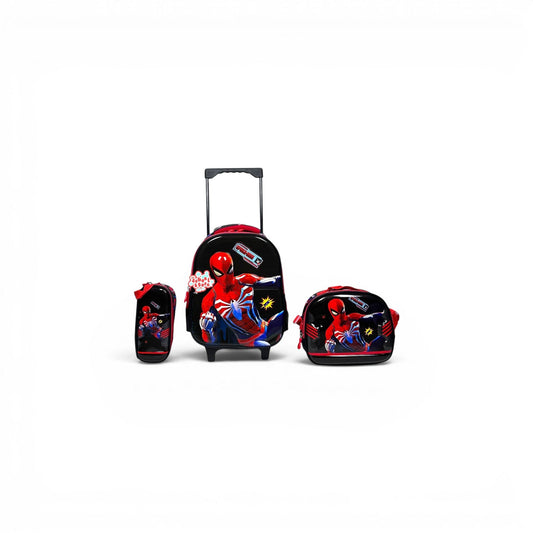 14 Inch 3D Spiderman 3 PCS Trolley Bag For Nursery Till KG Boys T-2328-13