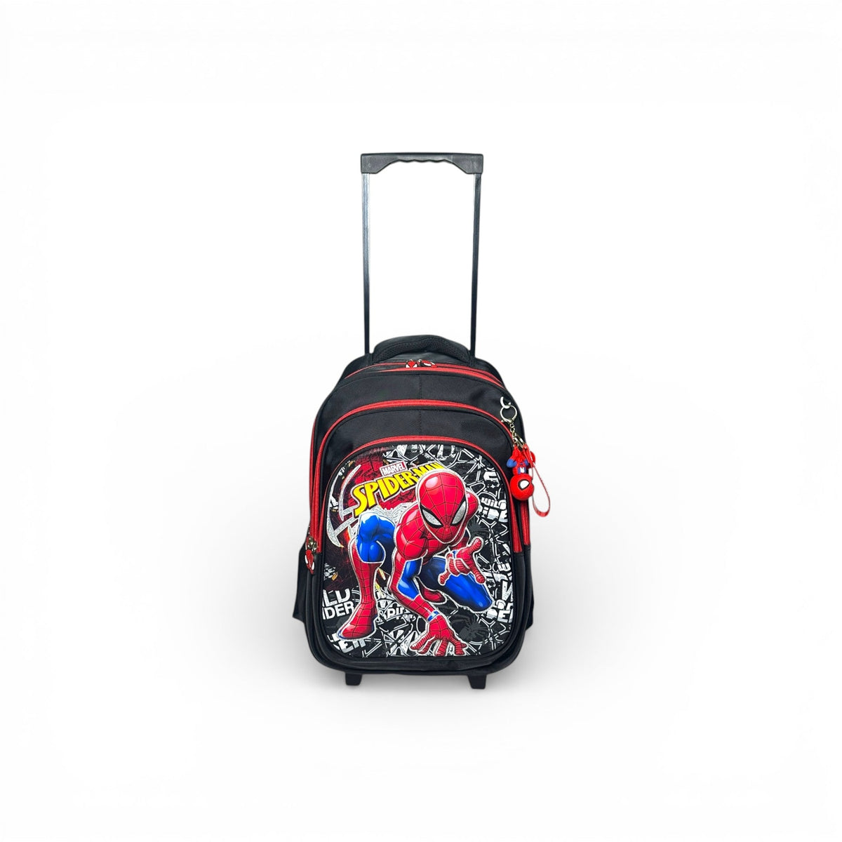 18 Inch 3D Spiderman Trolley Bag For Grade 4 Till 8 Boys ( With Keychain )