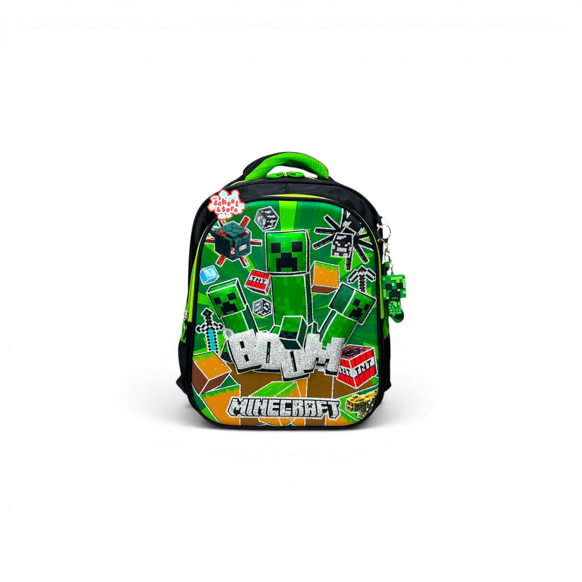 14 Inch 3D Minecraft School Bag For Nursery Till KG Boys ( With Keychain ) 2614