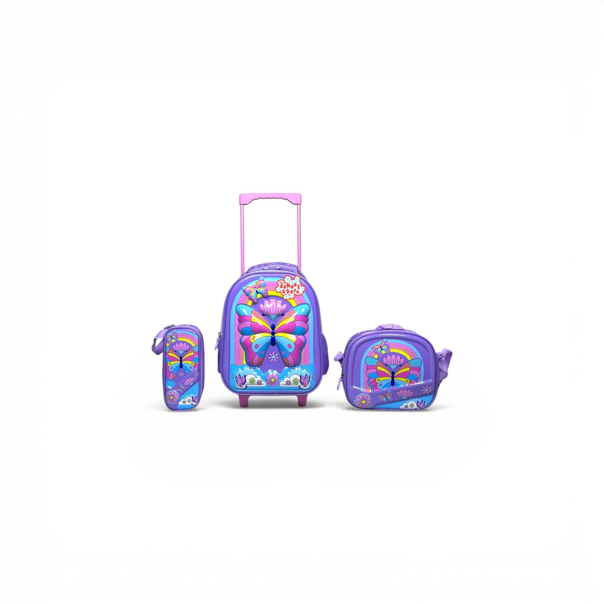 14 Inch Butterfly 3 PCS Trolley Bag For Nursery Till KG Girls T-2328-13