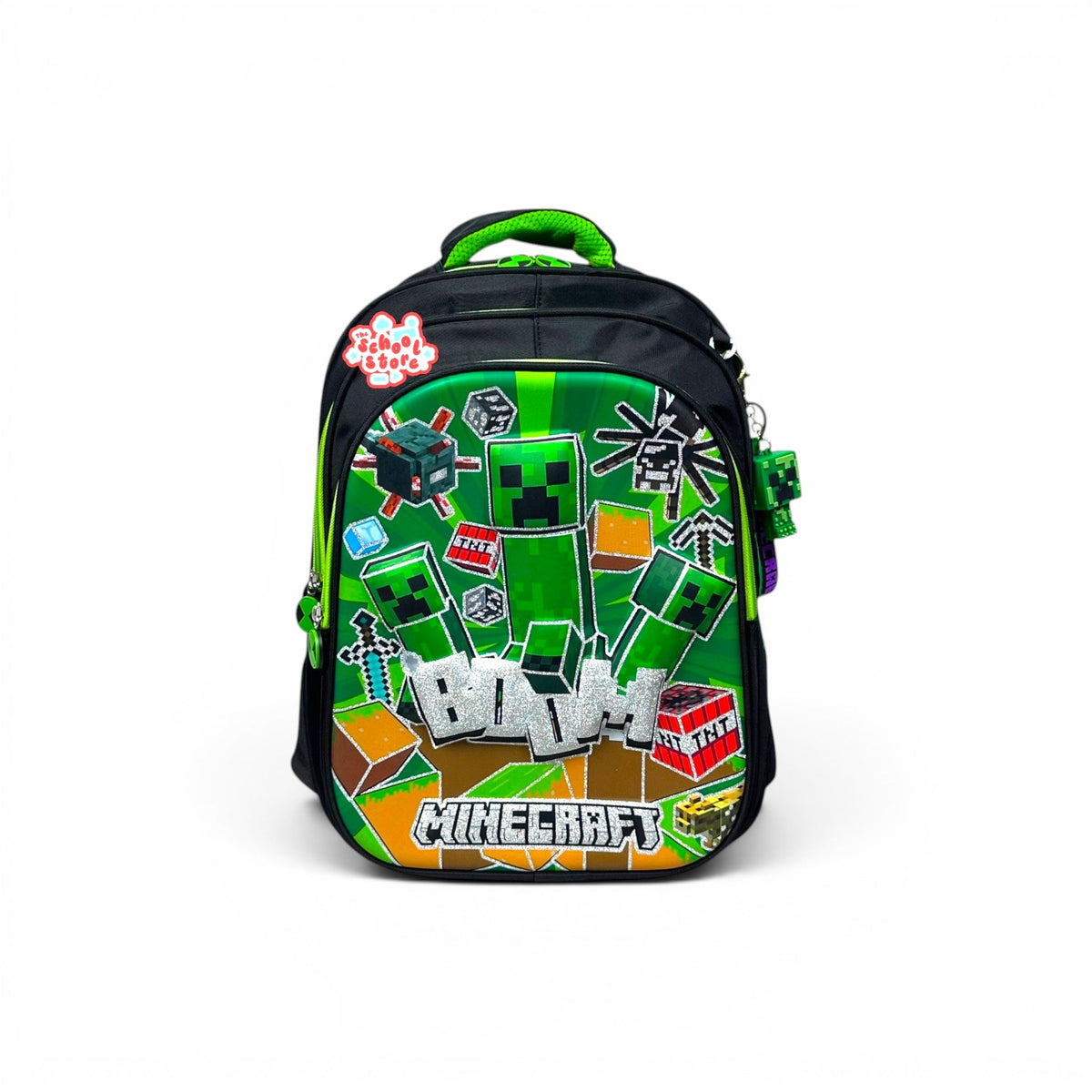 18 Inch 3D Minecraft School Bag For Grade 4 Till 7 Boys ( With Keychain ) 2618