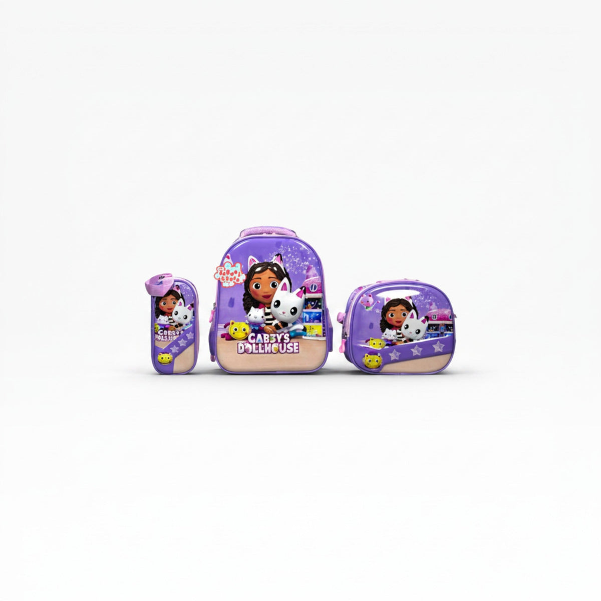14 Inch 3D Gabby 3 PCS School Bag For Nursery Till KG Girls 2328-13