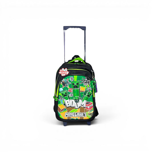 18 Inch 3D Minecraft Trolley Bag For Grade 4 Till 8 Boys ( With Keychain ) T-2618