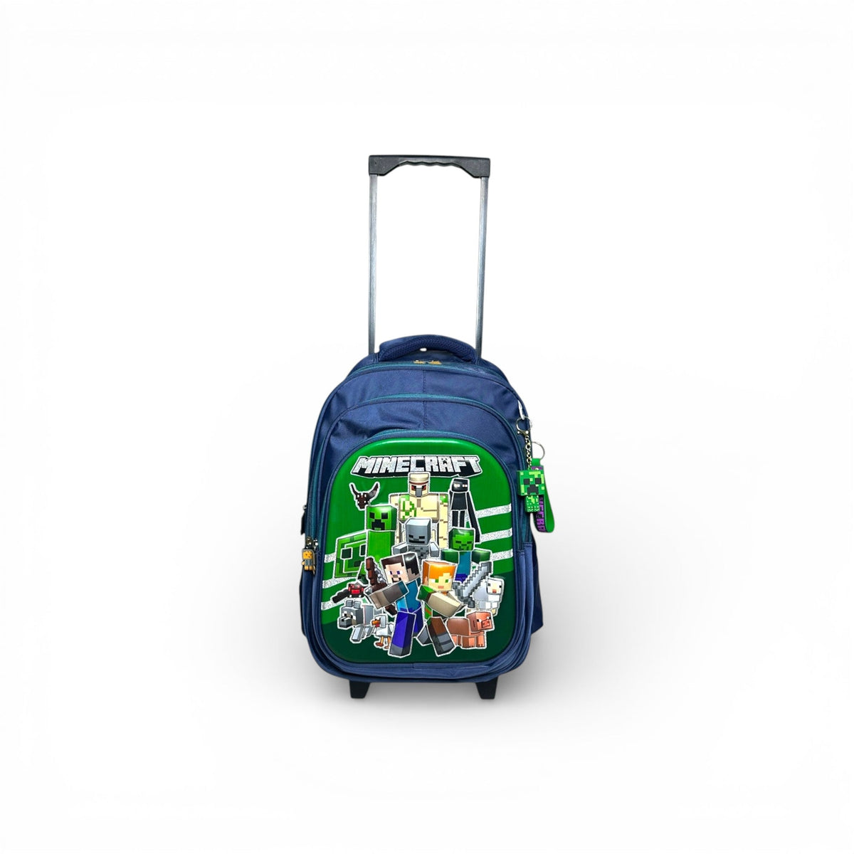 18 Inch 3D Minecraft Trolley Bag For Grade 4 Till 8 Boys ( With Keychain )