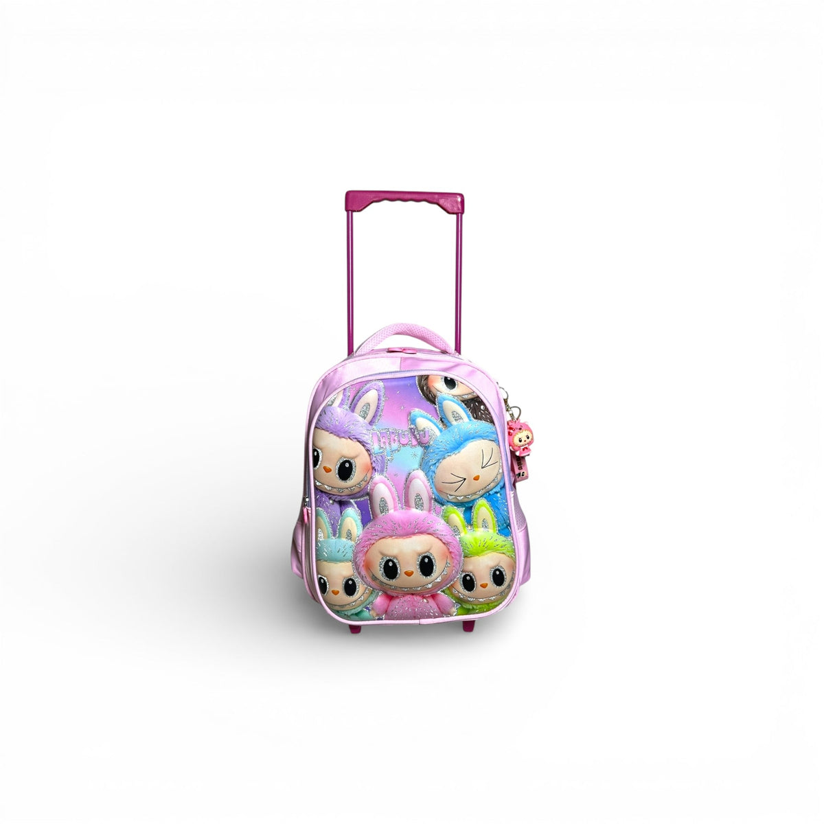 14 Inch 3D Labubu Trolley Bag For Nursery Till KG Girls ( With Keychain )