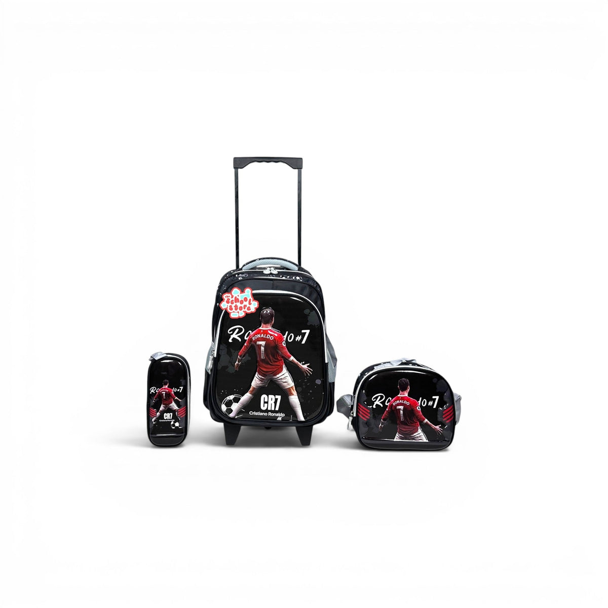 16 Inch 3D Cristiano Ronaldo 3 PCS Trolley Bag For Grade 1 Till 3 Boys T-2368-16