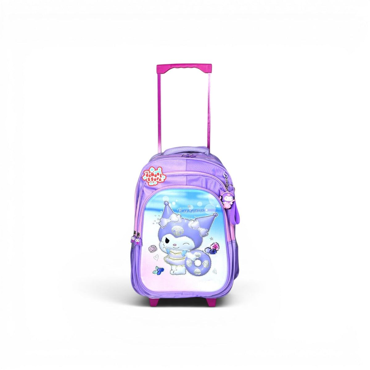 18 Inch 3D Kuromi Trolley Bag For Grade 4 Till 8 Girls ( With Keychain ) T-2618