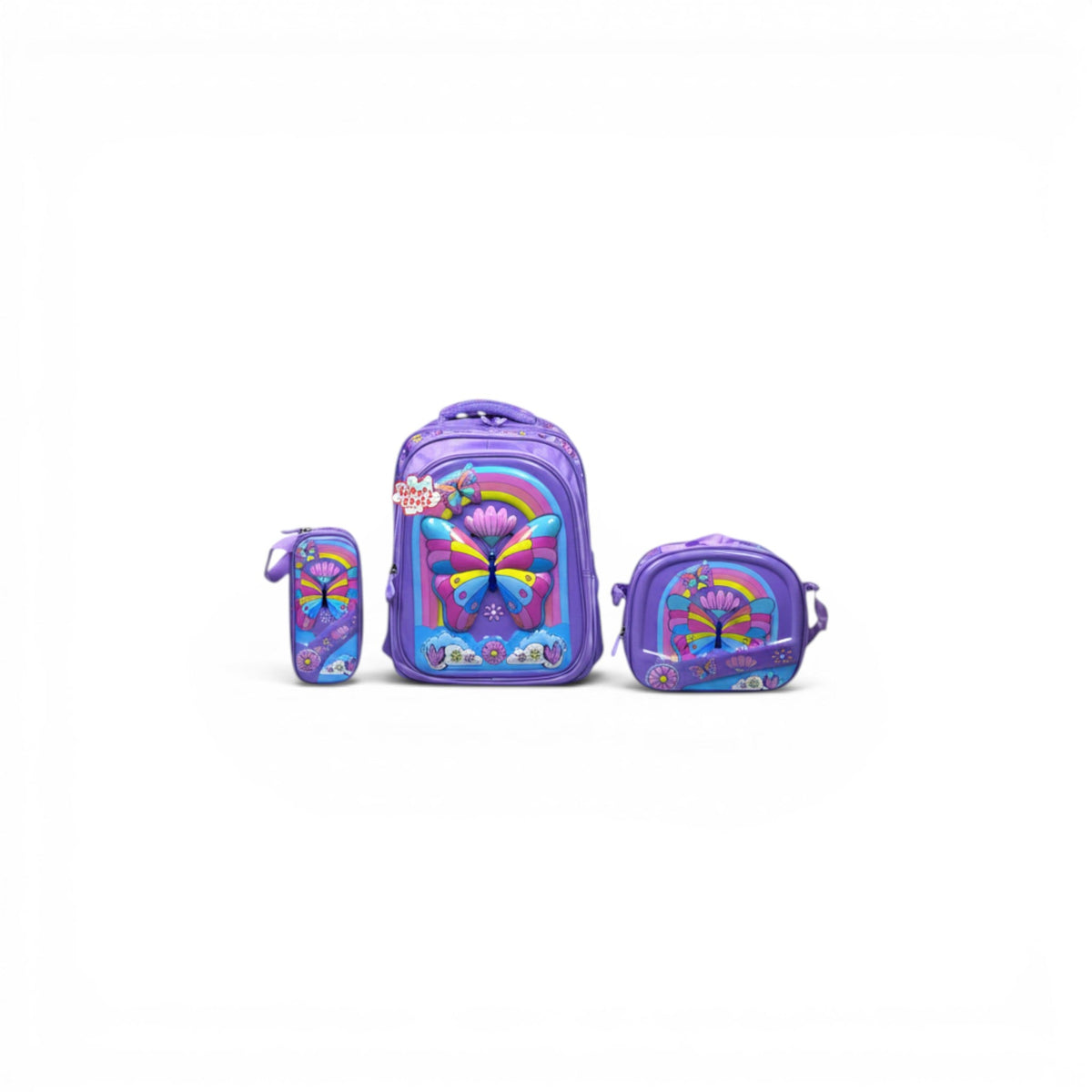 16 Inch 3D Butterfly 3 PCS School Bag For Class 1 Till 3 Girls 2368