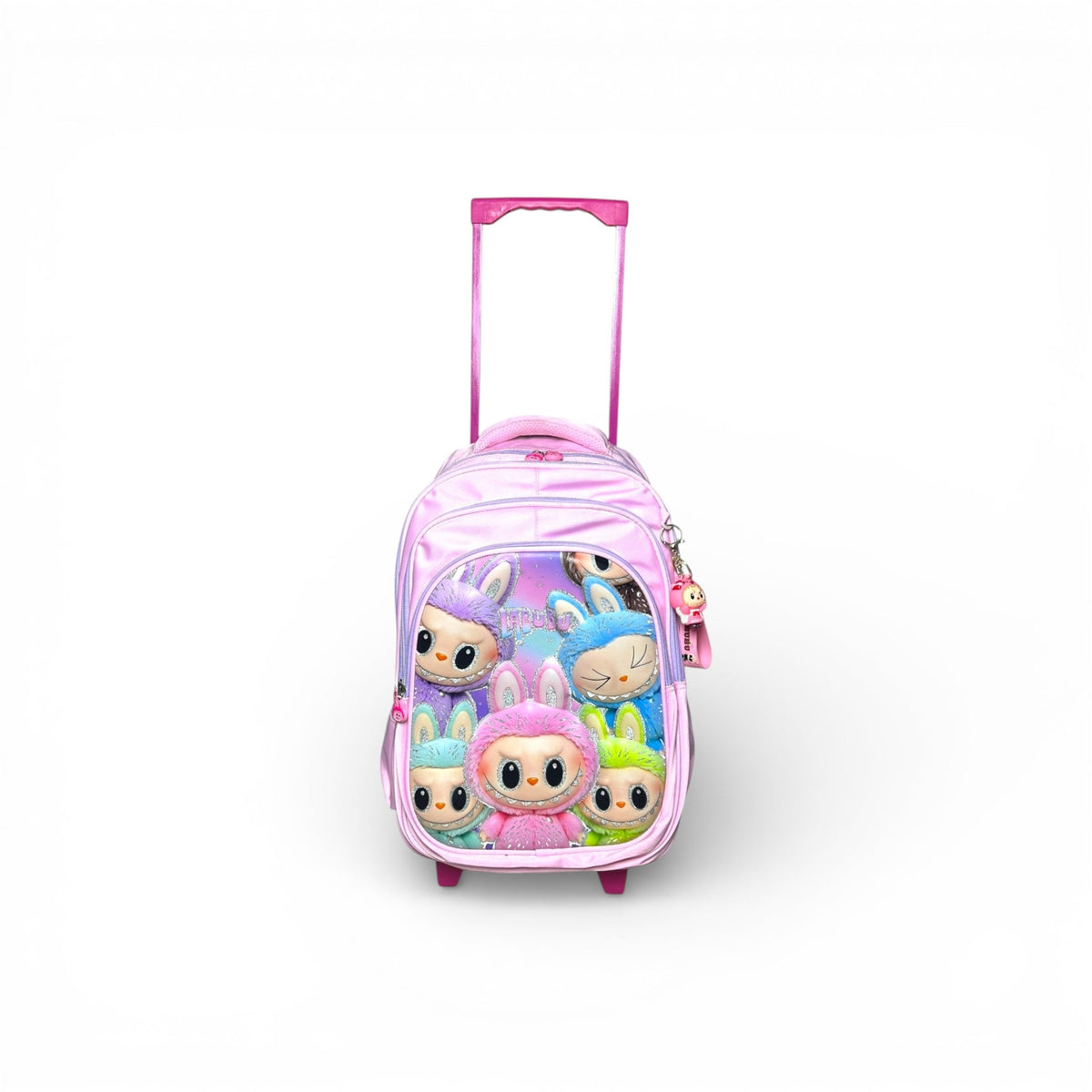 18 Inch 3D Labubu Trolley Bag For Grade 4 Till 8 Girls ( With Keychain )