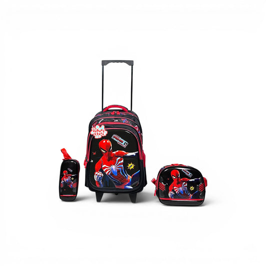 18 Inch 3D Spiderman 3 PCS Trolley Bag For Grade 4 Till 8 Boys T-2388-18