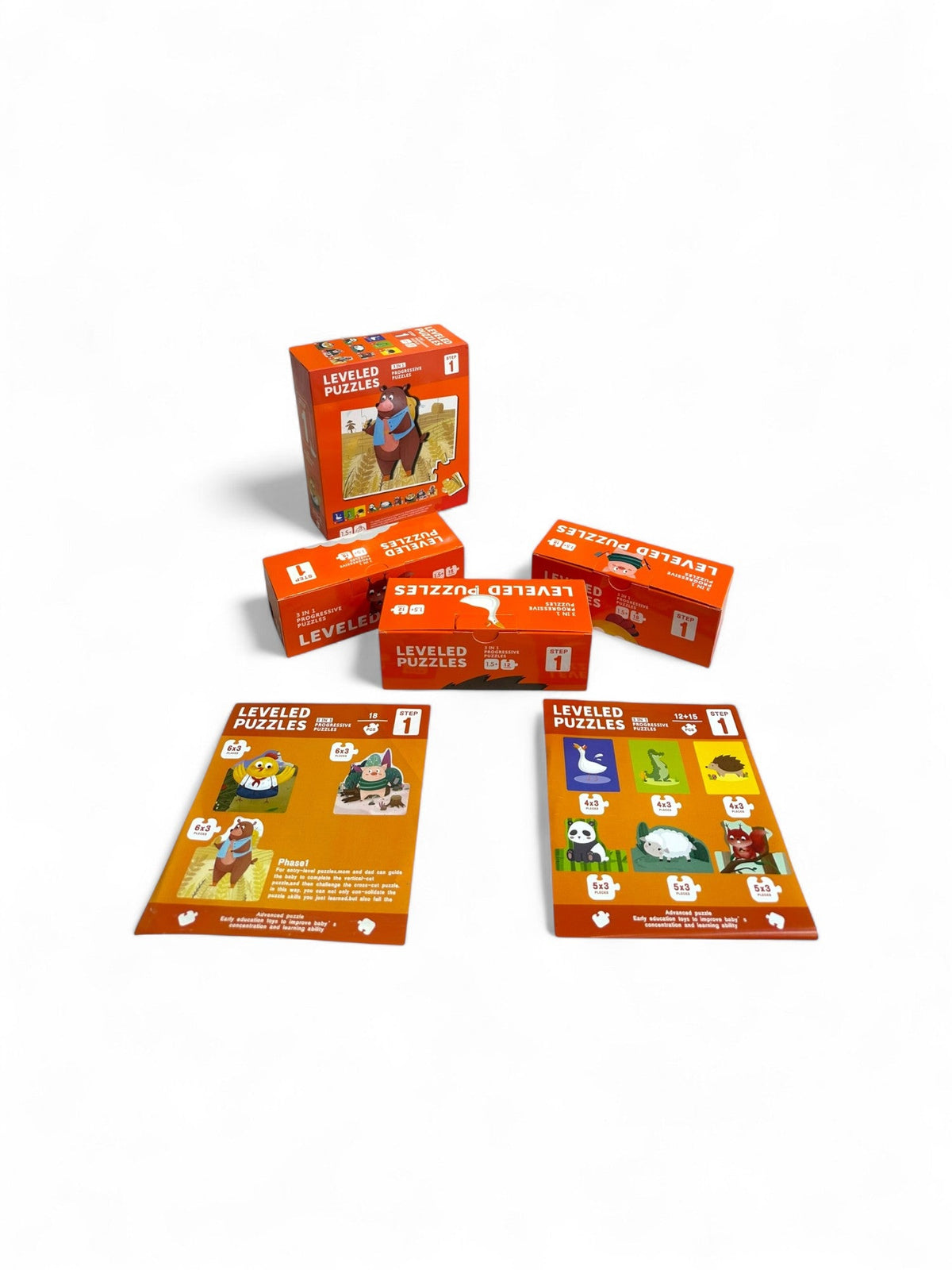 3 IN 1 Leveled Puzzles 2+Age