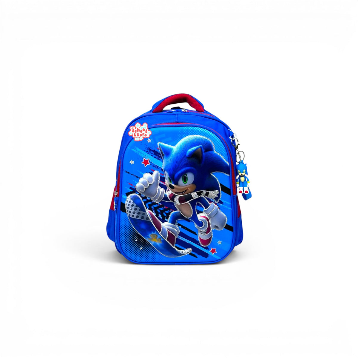 14 Inch 3D Sonic School Bag For Nursery Till KG Boys ( With Keychain ) 2614