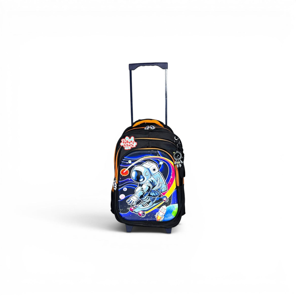 16 Inch 3D Space Astronaut Trolley Bag For Grade 1 Till 3 Boys ( With Keychain ) T-2616