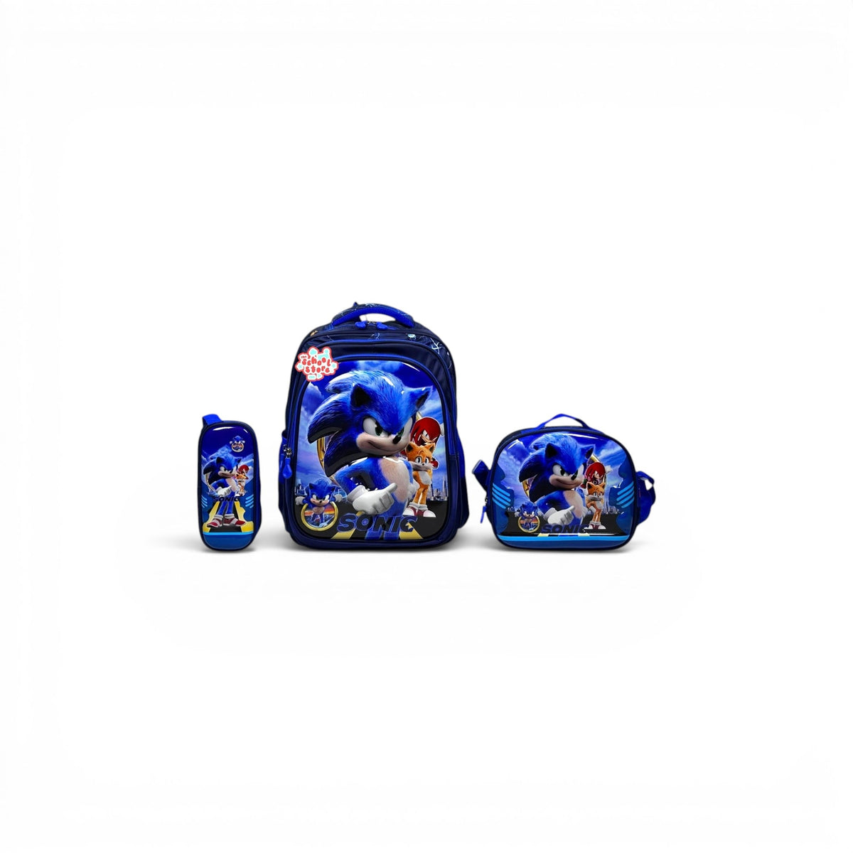 16 Inch 3D Sonic 3 PCS School Bag For Class 1 Till 3 Boys 2368