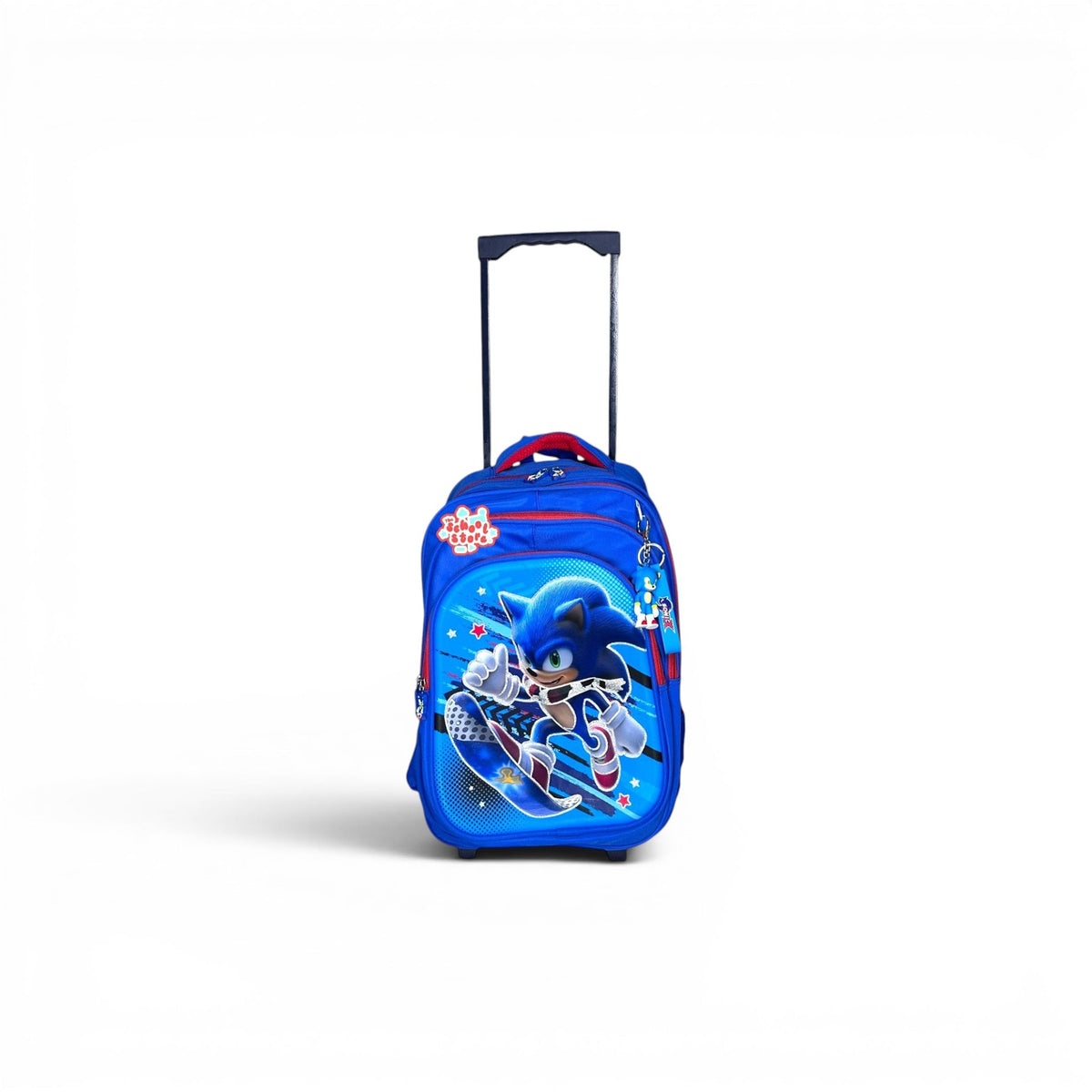 16 Inch 3D Sonic Trolley Bag For Grade 1 Till 3 Boys ( With Keychain ) T-2616