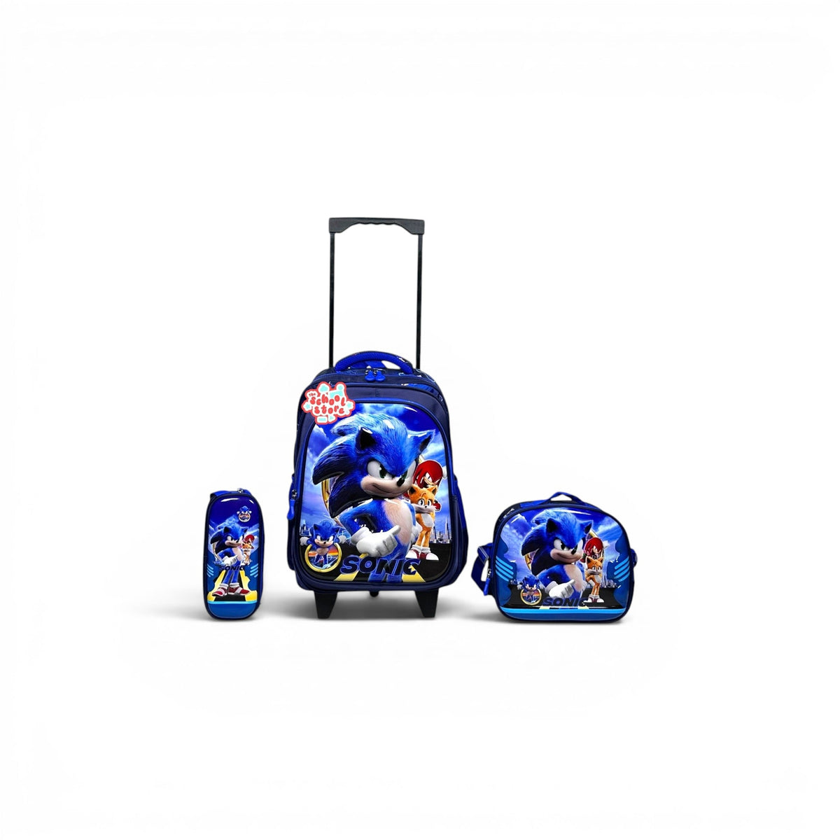 16 Inch 3D Sonic 3 PCS Trolley Bag For Grade 1 Till 3 Boys T-2368-16