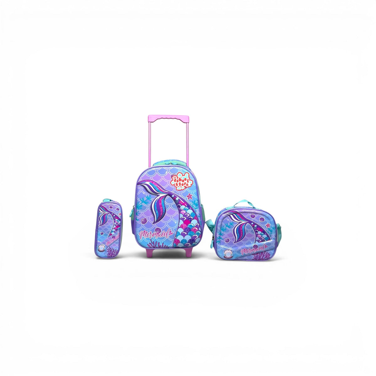 14 Inch Mermaid 3 PCS Trolley Bag For Nursery Till KG Girls T-2328-13