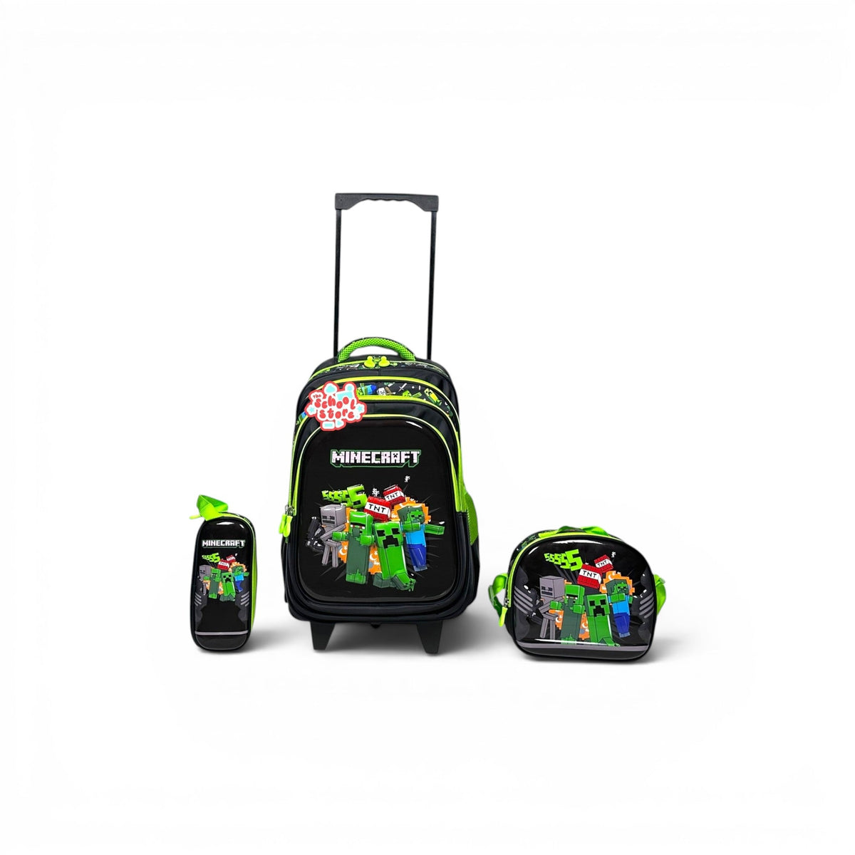 18 Inch 3D Minecraft 3 PCS Trolley Bag For Grade 4 Till 8 Boys T-2388-18