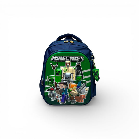 14 Inch 3D Minecraft School Bag For Nursery Till KG Boys ( With Keychain )